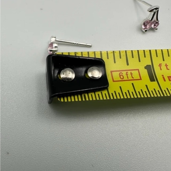 Sterling Silver Pink Cherry Earrings - Picture 4 of 4